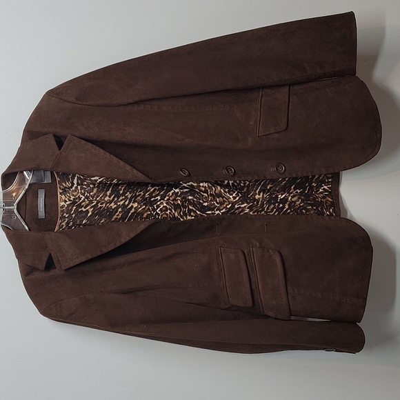 Liz Claiborne Brown Faux Suede Blazer Jacket size 14 - Picture 1 of 9